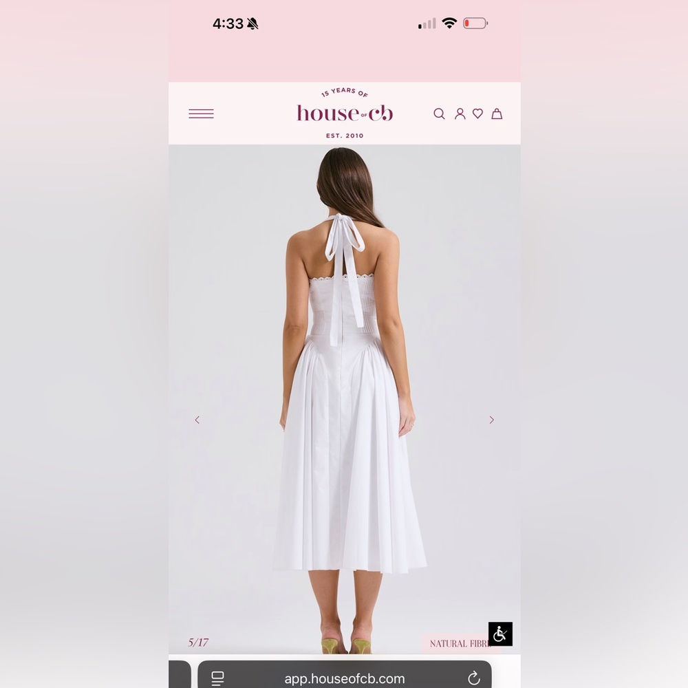 House of CB ADABELLA- White Cotton Halter Dress - Picture 11 of 11